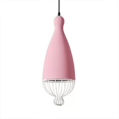 7/10/15 W Teardrop Metal Hanging Lamp With Cage Shade - Macaron Style Kitchen Pendant Light 1 Head