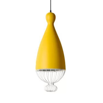 7/10/15 W Teardrop Metal Hanging Lamp With Cage Shade - Macaron Style Kitchen Pendant Light 1 Head