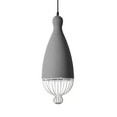 7/10/15 W Teardrop Metal Hanging Lamp With Cage Shade - Macaron Style Kitchen Pendant Light 1 Head