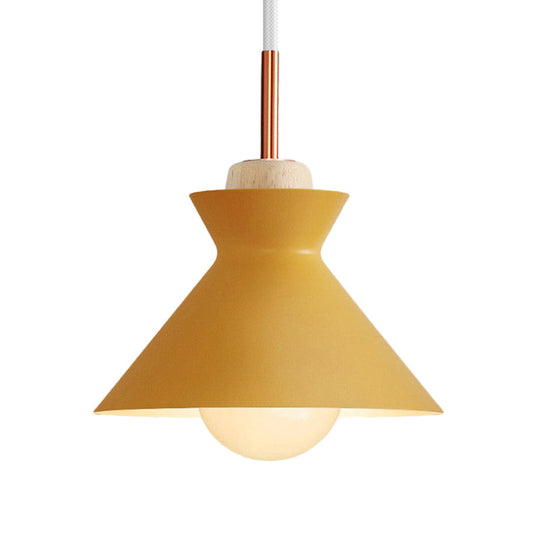 Contemporary Dome/Cone Metal Pendant Light - Grey/Yellow/Green