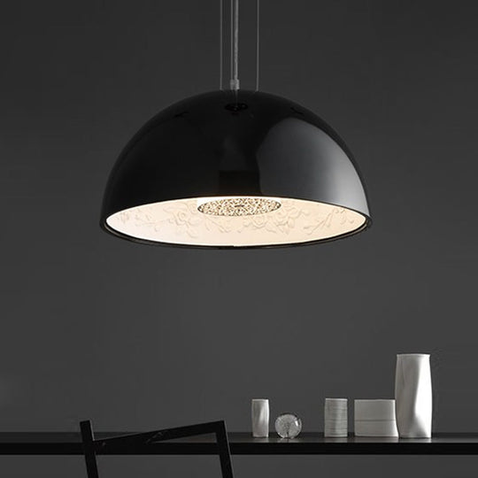 Nordic Dome Pendant Light With Intricate Pattern 1-Light In Black/White/Brown 16’/23.5’/35.5’