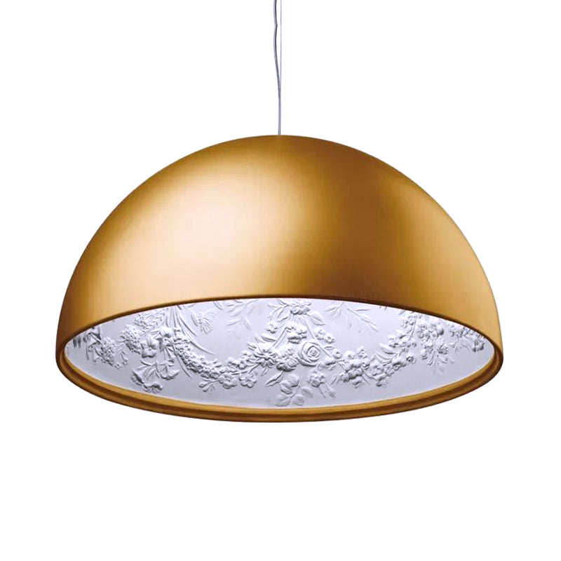 Nordic Dome Pendant Light With Intricate Pattern 1-Light In Black/White/Brown 16’/23.5’/35.5’