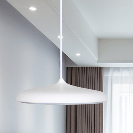 Modern Metal Pendant Light With White/Pink/Yellow Shade - 10/16 Diameter Warm/White Lighting