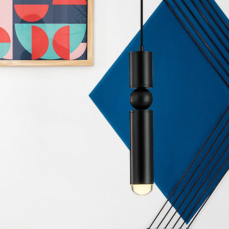 Modern Tube Hanging Light - Metal Black/White/Brass Led Suspension Pendant For Dining Room Warm
