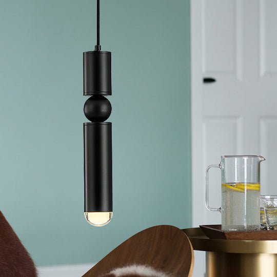 Modern Tube Hanging Light - Metal Black/White/Brass Led Suspension Pendant For Dining Room Warm