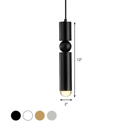 Modern Tube Hanging Light - Metal Black/White/Brass Led Suspension Pendant For Dining Room Warm