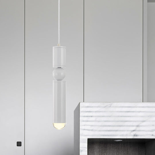 Modern Tube Hanging Light - Metal Black/White/Brass Led Suspension Pendant For Dining Room Warm