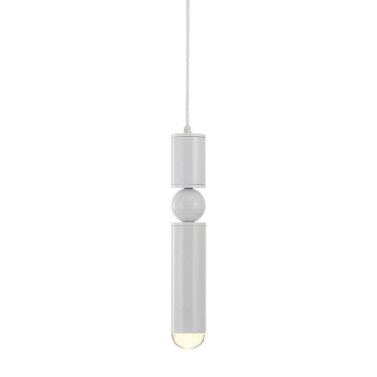 Modern Tube Hanging Light - Metal Black/White/Brass Led Suspension Pendant For Dining Room Warm