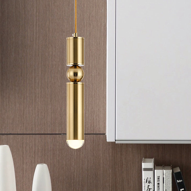 Modern Tube Hanging Light - Metal Black/White/Brass Led Suspension Pendant For Dining Room Warm