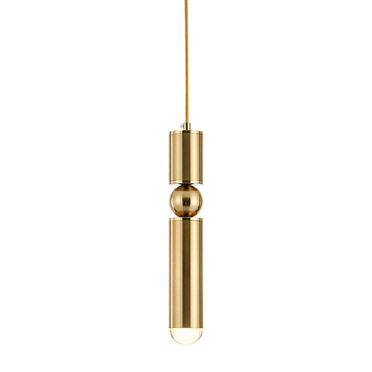 Modern Tube Hanging Light - Metal Black/White/Brass Led Suspension Pendant For Dining Room Warm
