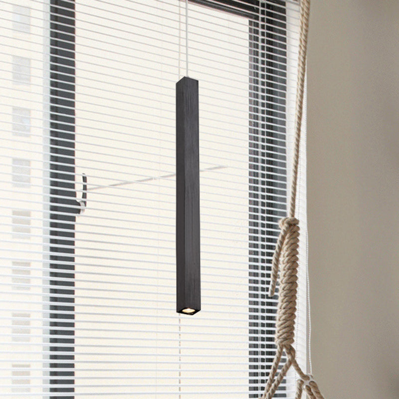 Modern Cuboid Ceiling Light - Single Head Metal Pendant Fixture For Living Room Black/White Led