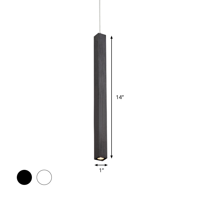 Modern Cuboid Metal Ceiling Light - Black/White Single Head Led Pendant Fixtures For Living Room
