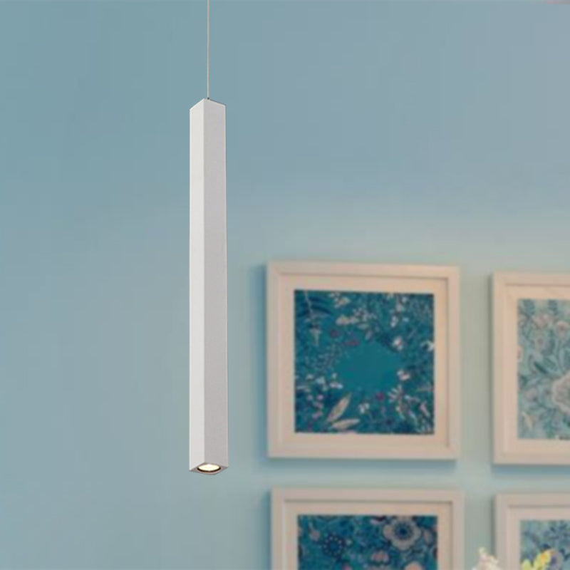 Modern Cuboid Metal Ceiling Light - Black/White Single Head Led Pendant Fixtures For Living Room
