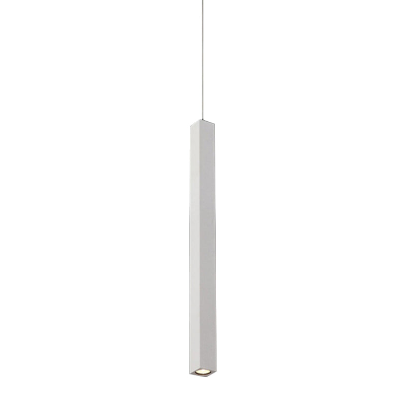 Modern Cuboid Ceiling Light - Single Head Metal Pendant Fixture For Living Room Black/White Led