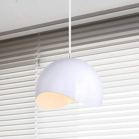 Modern Metal Dome Ceiling Light With Adjustable Height - 1 Bulb Inner Pink/Yellow 8’/12’ W