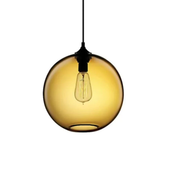 Simplicity Glass Globe Pendant Light - 1 Red/Brown/Clear