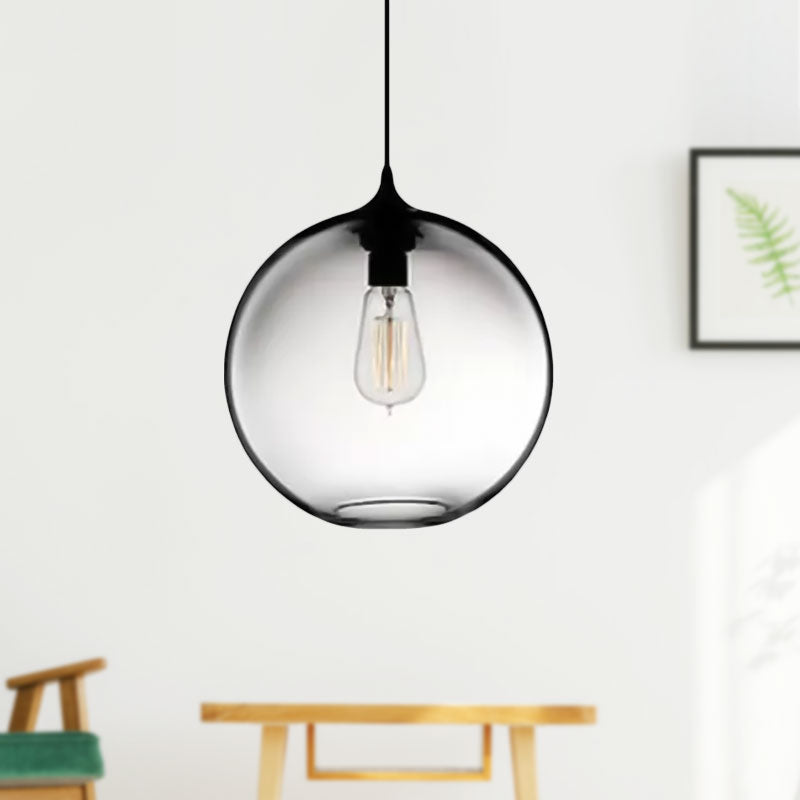 Simplicity Glass Globe Pendant Light - 1 Red/Brown/Clear