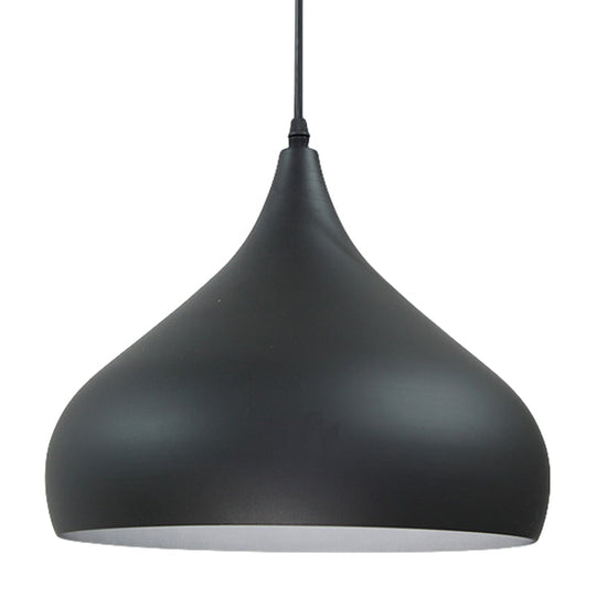 Modern Iron Dome Pendant Light - 1-Light Black/White/Red 12.5’’/16.5’’ Wide