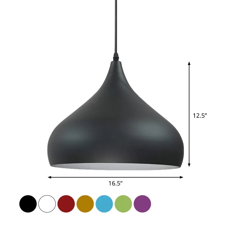Modern Iron Dome Pendant Light - 1-Light Black/White/Red 12.5’’/16.5’’ Wide