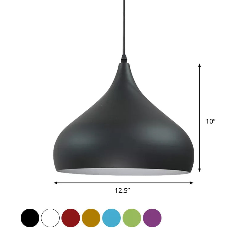 Modern Iron Dome Pendant Light - 1-Light Black/White/Red 12.5’’/16.5’’ Wide