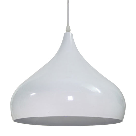 Modern Iron Dome Pendant Light - 1-Light Black/White/Red 12.5’’/16.5’’ Wide