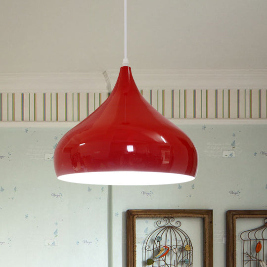 Modern Iron Dome Pendant Light - 1-Light Black/White/Red 12.5’’/16.5’’ Wide
