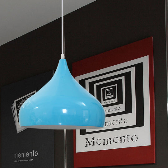 Modern Iron Dome Pendant Light - 1-Light Black/White/Red 12.5’’/16.5’’ Wide