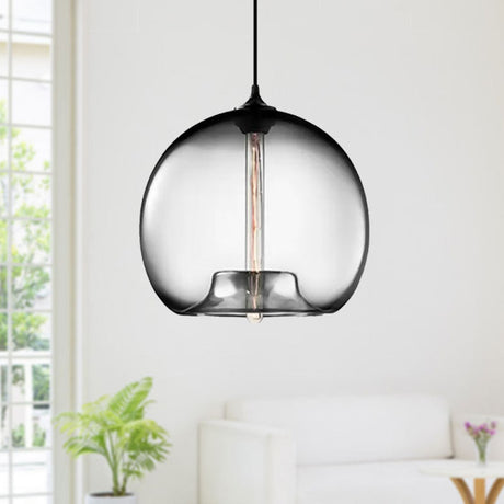 Modern Glass Ball Shade Suspension Light - 1-Light Red/Brown/Blue Hanging Ceiling