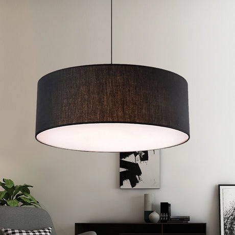Simple Fabric Drum Ceiling Pendant Light - 12/16/18 Diameter 1-Light White/Black/Beige Hanging Lamp