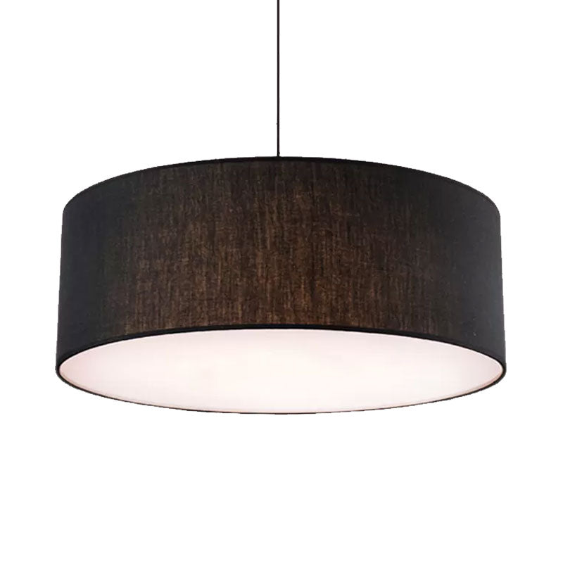 Simple Fabric Drum Ceiling Pendant Light - Grey/Black/Beige 12’/16’/18’ Diameter Hanging Lamp Kit