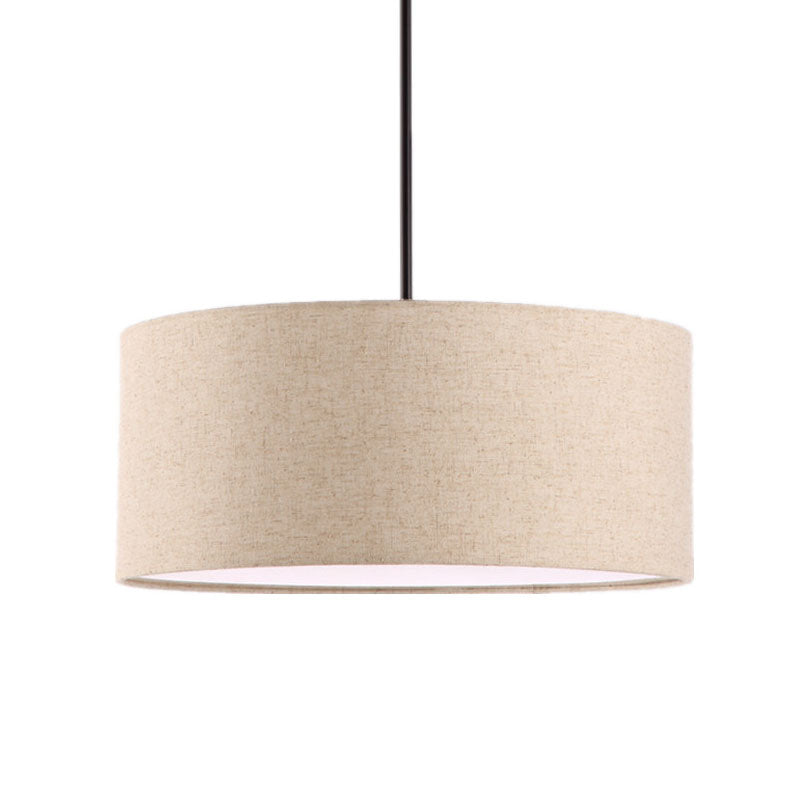 Simple Fabric Drum Ceiling Pendant Light - 12/16/18 Diameter 1-Light White/Black/Beige Hanging Lamp