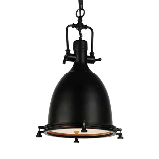 Industrial Domed Pendant Lamp - 1-Light Metal Ceiling Light Fixture For Bars Black/Silver/Rust With