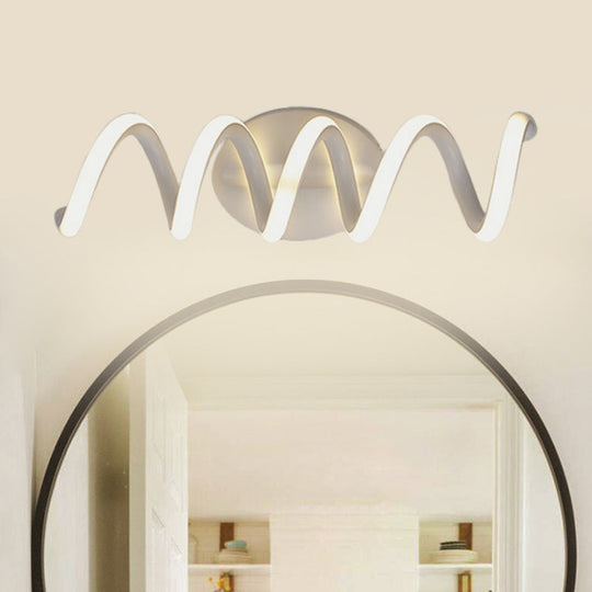 Spiral Led Vanity Light For Modern Bathroom | Wall Mounted Mirror In Warm/White/Natural 13/18.5/22.5