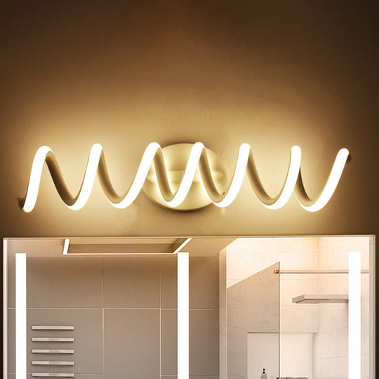 Spiral Led Vanity Light For Modern Bathroom | Wall Mounted Mirror In Warm/White/Natural 13/18.5/22.5
