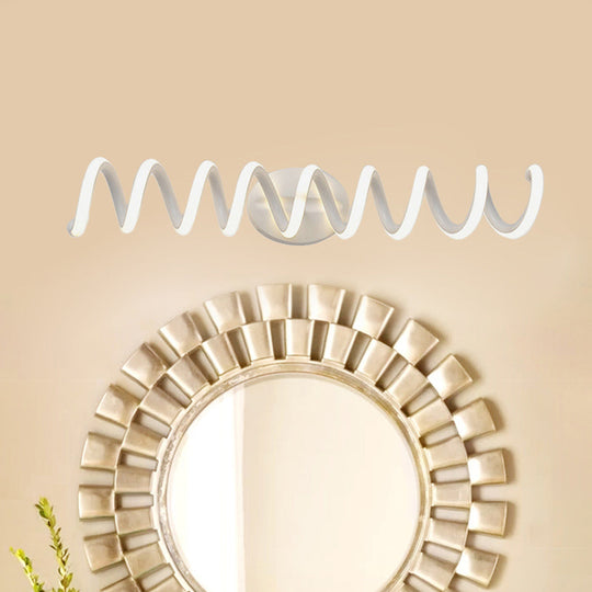 Spiral Led Vanity Light For Modern Bathroom | Wall Mounted Mirror In Warm/White/Natural 13/18.5/22.5