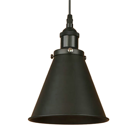 Industrial Style Cone-Shaped Hanging Pendant Lamp - Black/Brass Iron Ideal For Dining Room Lighting
