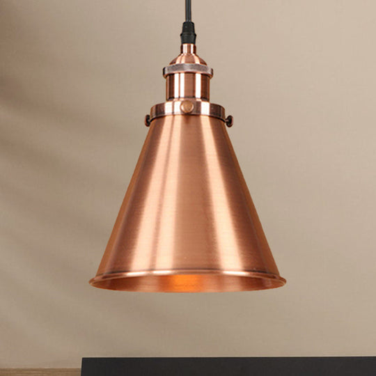 Industrial Style Cone-Shaped Hanging Pendant Lamp - Black/Brass Iron Ideal For Dining Room Lighting