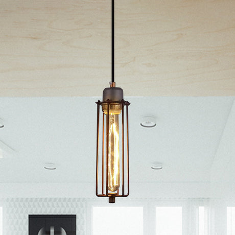 Vintage Metal Tube Pendant Light: Stylish Ceiling Fixture For Restaurants With Adjustable Cord And