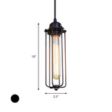 Stylish Black Metallic Wire Cage Pendant Ceiling Light For Hallway