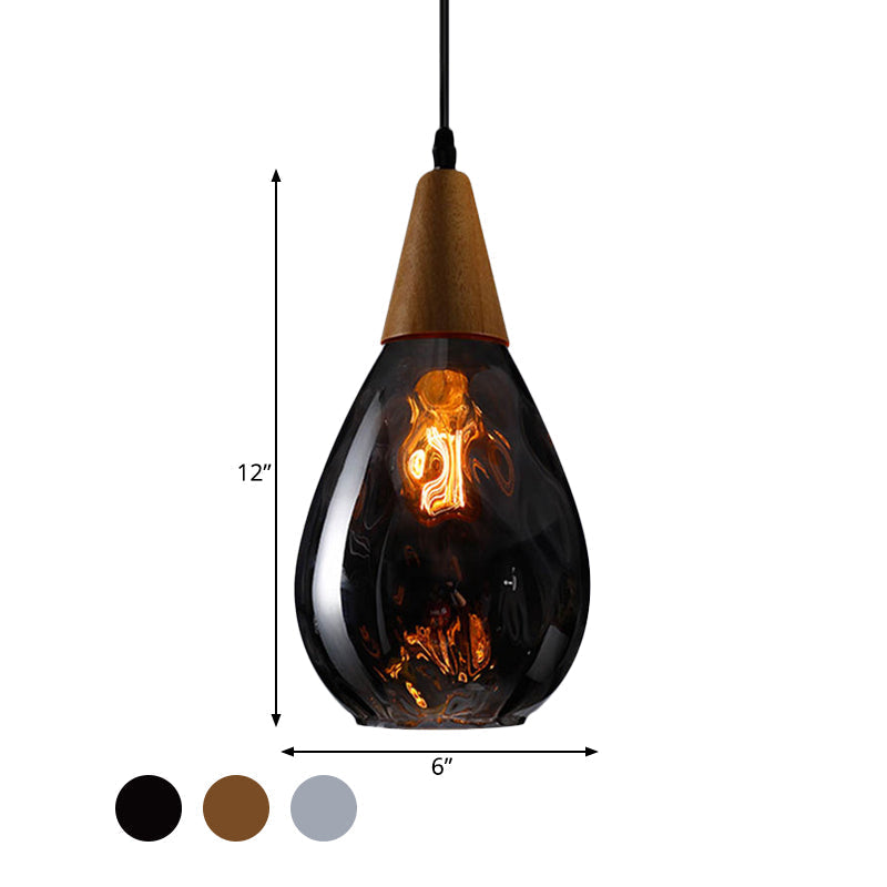 Modernist Style Teardrop Pendant Lamp With Dimpled Glass - 6’/8’ Wide Amber/Clear 1 Light