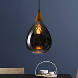 Teardrop Pendant Lamp - Modernist Style Amber/Clear Dimpled Glass 1 Light Indoor Fixture 6/8 Width