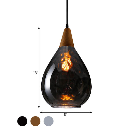 Modernist Style Teardrop Pendant Lamp With Dimpled Glass - 6’/8’ Wide Amber/Clear 1 Light