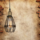 Rustic Diamond Cage Pendant Light For Restaurants - 1 Head Wrought Iron In Black/Brass Black