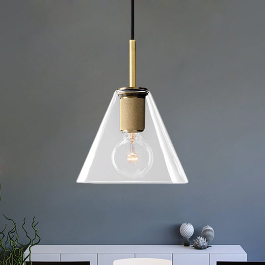 Moderne Pendelleuchte in Schwarz/Messing/Chrom – 1 Licht, Deckenleuchte aus klarem Glas