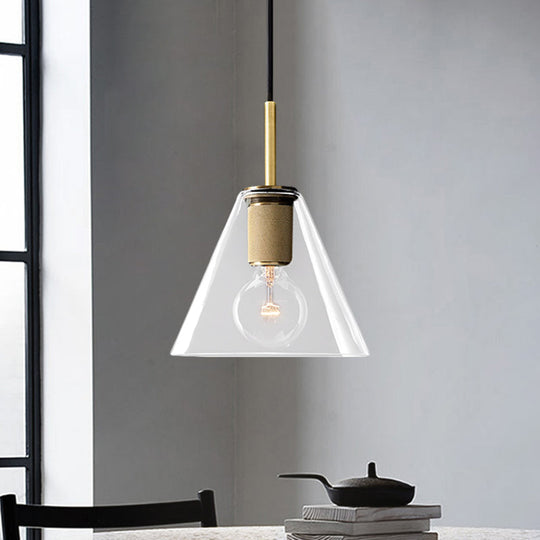 Moderne Pendelleuchte in Schwarz/Messing/Chrom – 1 Licht, Deckenleuchte aus klarem Glas