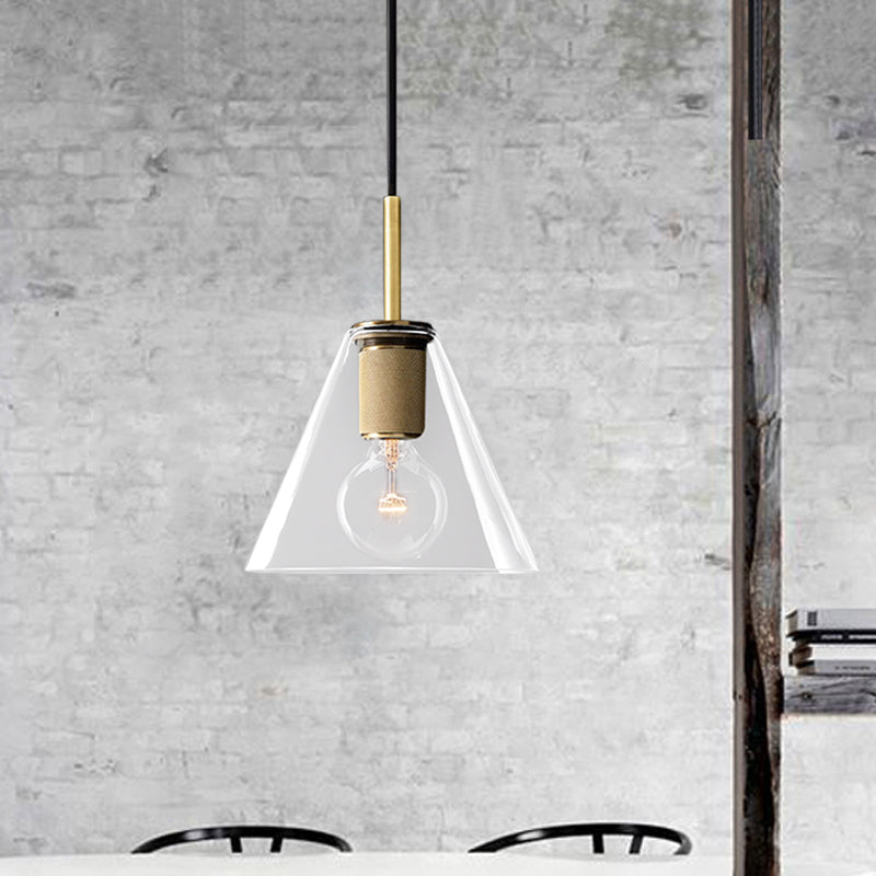 Moderne Pendelleuchte in Schwarz/Messing/Chrom – 1 Licht, Deckenleuchte aus klarem Glas