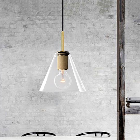 Moderne Pendelleuchte in Schwarz/Messing/Chrom – 1 Licht, Deckenleuchte aus klarem Glas