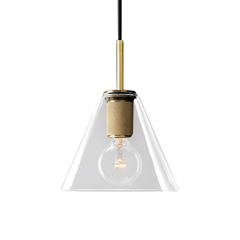 Moderne Pendelleuchte in Schwarz/Messing/Chrom – 1 Licht, Deckenleuchte aus klarem Glas