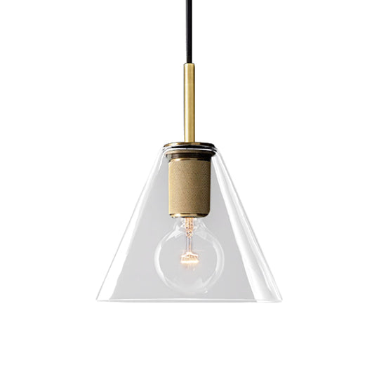 Moderne Pendelleuchte in Schwarz/Messing/Chrom – 1 Licht, Deckenleuchte aus klarem Glas