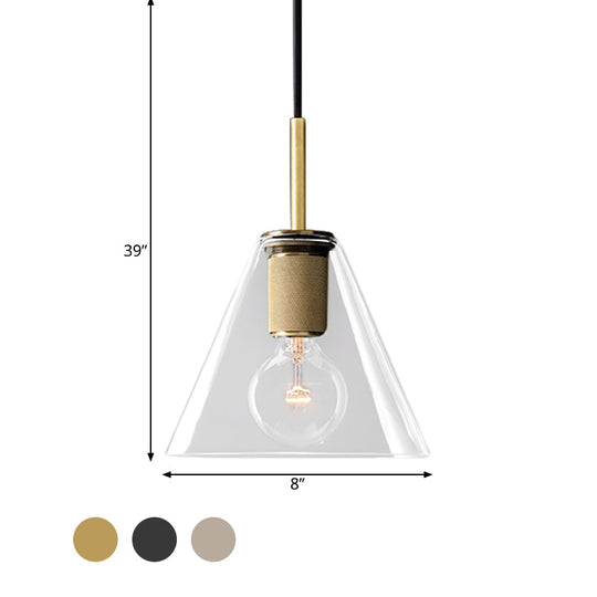 Moderne Pendelleuchte in Schwarz/Messing/Chrom – 1 Licht, Deckenleuchte aus klarem Glas